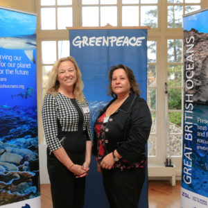 Councillor Christine Scipio-O’Dean (right) and Governor Lisa Honan (left) from the St Helena Government at a seminar organised by the Great British Oceans Coalition and the International Union for the Conservation of Nature.